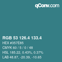 カラーコード: RGB 53 126.4 133.4 | qconv.com