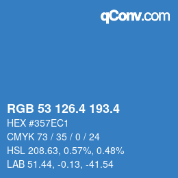 カラーコード: RGB 53 126.4 193.4 | qconv.com