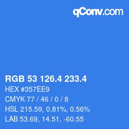 カラーコード: RGB 53 126.4 233.4 | qconv.com