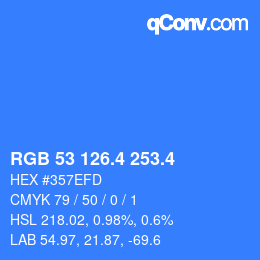 カラーコード: RGB 53 126.4 253.4 | qconv.com
