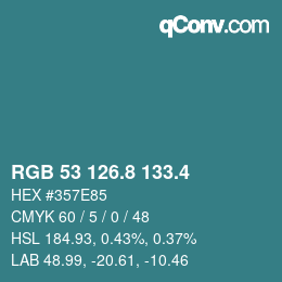 カラーコード: RGB 53 126.8 133.4 | qconv.com