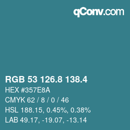 カラーコード: RGB 53 126.8 138.4 | qconv.com