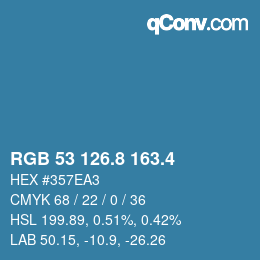 カラーコード: RGB 53 126.8 163.4 | qconv.com
