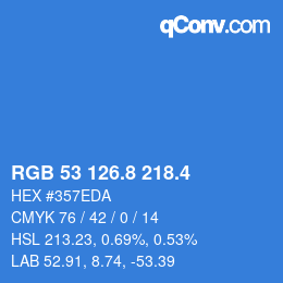 カラーコード: RGB 53 126.8 218.4 | qconv.com
