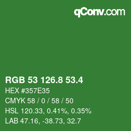 カラーコード: RGB 53 126.8 53.4 | qconv.com