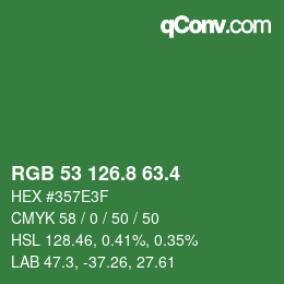 カラーコード: RGB 53 126.8 63.4 | qconv.com