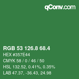 カラーコード: RGB 53 126.8 68.4 | qconv.com
