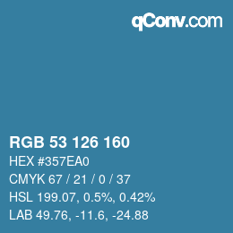 Color code: RGB 53 126 160 | qconv.com