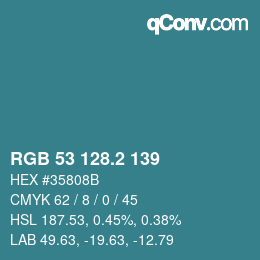 カラーコード: RGB 53 128.2 139 | qconv.com