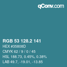 カラーコード: RGB 53 128.2 141 | qconv.com