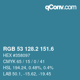 カラーコード: RGB 53 128.2 151.6 | qconv.com