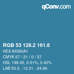 カラーコード: RGB 53 128.2 161.6 | qconv.com