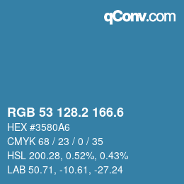 カラーコード: RGB 53 128.2 166.6 | qconv.com