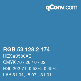 カラーコード: RGB 53 128.2 174 | qconv.com