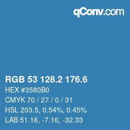 カラーコード: RGB 53 128.2 176.6 | qconv.com
