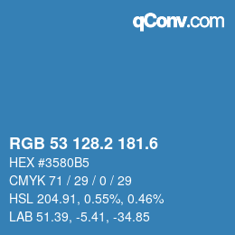 カラーコード: RGB 53 128.2 181.6 | qconv.com