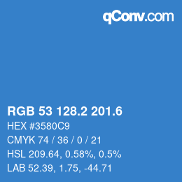 カラーコード: RGB 53 128.2 201.6 | qconv.com