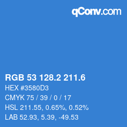 カラーコード: RGB 53 128.2 211.6 | qconv.com