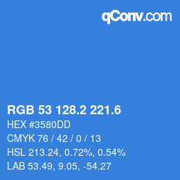 カラーコード: RGB 53 128.2 221.6 | qconv.com