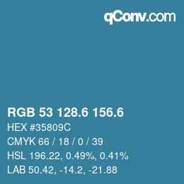 カラーコード: RGB 53 128.6 156.6 | qconv.com