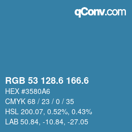 カラーコード: RGB 53 128.6 166.6 | qconv.com