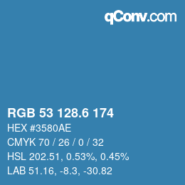 カラーコード: RGB 53 128.6 174 | qconv.com