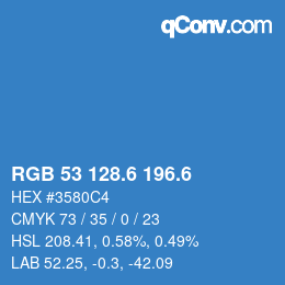 カラーコード: RGB 53 128.6 196.6 | qconv.com