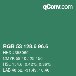 カラーコード: RGB 53 128.6 96.6 | qconv.com
