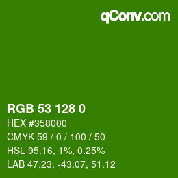 颜色代码: RGB 53 128 0 | qconv.com
