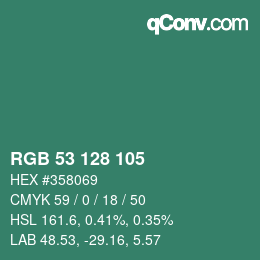 カラーコード: RGB 53 128 105 | qconv.com