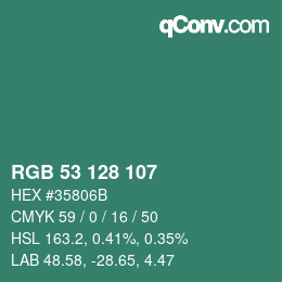 カラーコード: RGB 53 128 107 | qconv.com