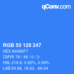 Color code: RGB 53 128 247 | qconv.com