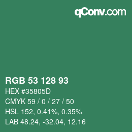 カラーコード: RGB 53 128 93 | qconv.com