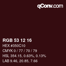 Color code: RGB 53 12 16 | qconv.com