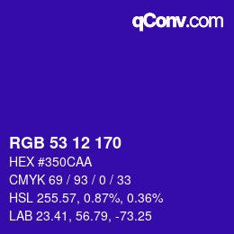 Color code: RGB 53 12 170 | qconv.com