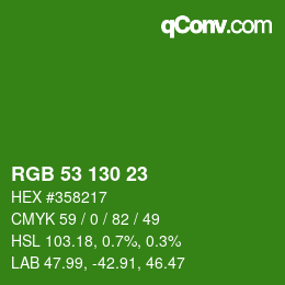 Color code: RGB 53 130 23 | qconv.com