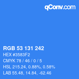 カラーコード: RGB 53 131 242 | qconv.com
