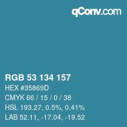 Color code: RGB 53 134 157 | qconv.com