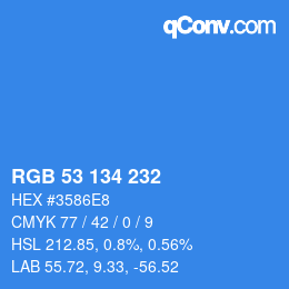 Color code: RGB 53 134 232 | qconv.com