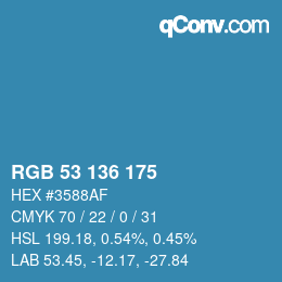 Color code: RGB 53 136 175 | qconv.com