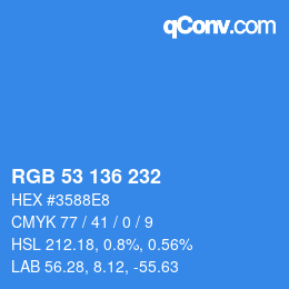 Color code: RGB 53 136 232 | qconv.com
