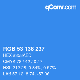 Color code: RGB 53 138 237 | qconv.com