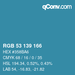 カラーコード: RGB 53 139 166 | qconv.com