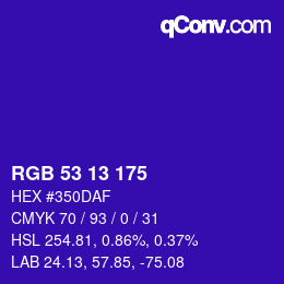 Color code: RGB 53 13 175 | qconv.com