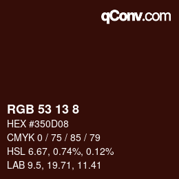 カラーコード: RGB 53 13 8 | qconv.com