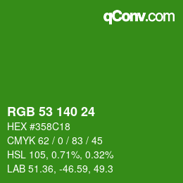 颜色代码: RGB 53 140 24 | qconv.com