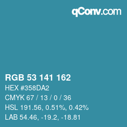 Color code: RGB 53 141 162 | qconv.com