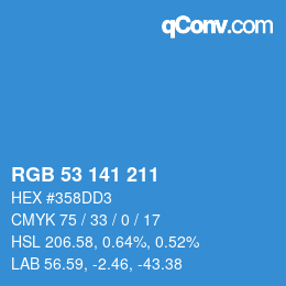 Color code: RGB 53 141 211 | qconv.com