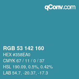 Color code: RGB 53 142 160 | qconv.com