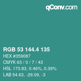 カラーコード: RGB 53 144.4 135 | qconv.com